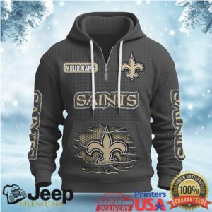 New Orleans Saints Vintage Distressed Black Custom Name Hoodie