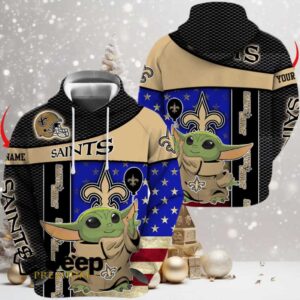 New Orleans Saints x Baby Yoda Holding Baloon Football Hoodie 3D Custom Name