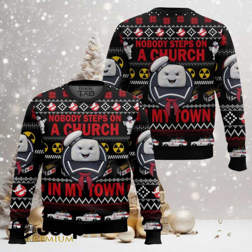 Nobody Steps On A Church In My Town Ghostbusters Ugly Christmas Sweater Nobody Steps On A Church In My Town Ghostbusters Ugly Christmas Sweater