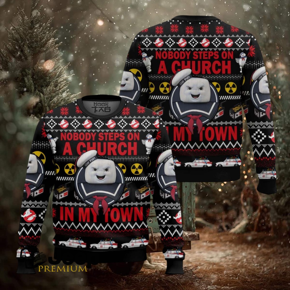 Nobody Steps On A Church In My Town Ghostbusters Ugly Christmas Sweater Nobody Steps On A Church In My Town Ghostbusters Ugly Christmas Sweater