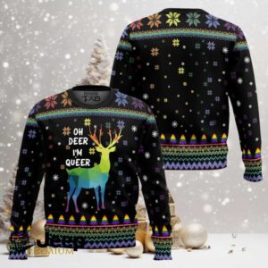 Oh Deer I’m Queer LGBT Support Ugly Christmas Sweater