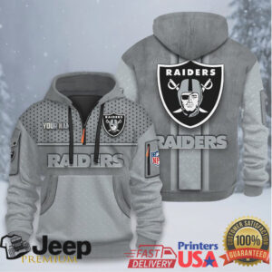 Personalized NFL Raiders Grey & Black Hoodie