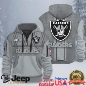 Personalized NFL Raiders Grey & Black Hoodie