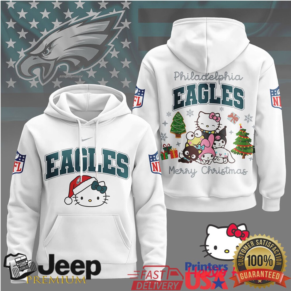 Philadelphia Eagles Official NFL Hello Kitty Christmas 3D Hoodie Philadelphia Eagles Official NFL Hello Kitty Christmas 3D Hoodie