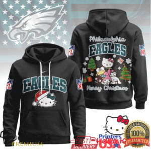 Philadelphia Eagles Official NFL Hello Kitty Christmas 3D Hoodie