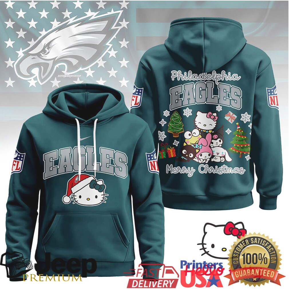 Philadelphia Eagles Official NFL Hello Kitty Christmas 3D Hoodie Philadelphia Eagles Official NFL Hello Kitty Christmas 3D Hoodie