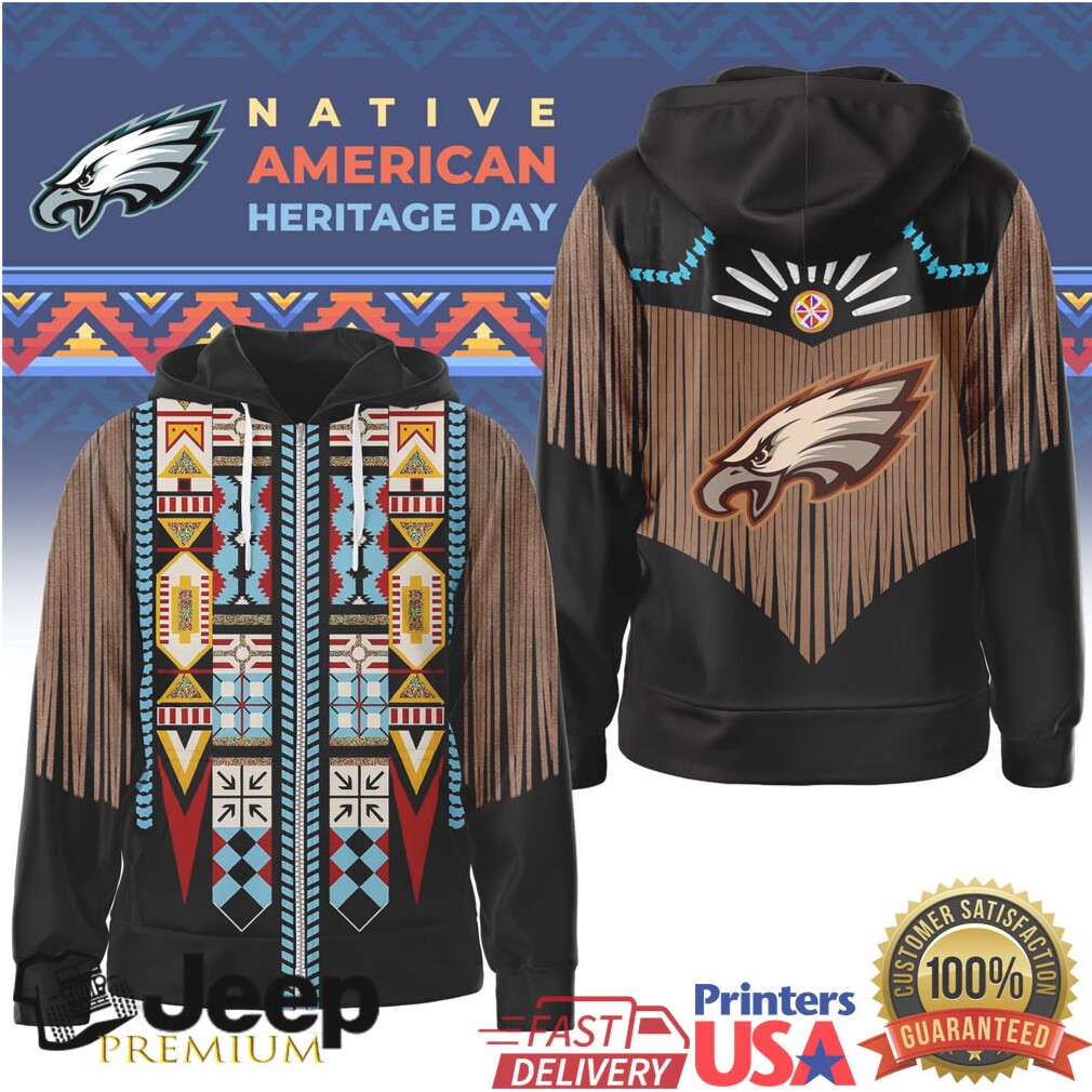 Philadelphia Eagles Official NFL Native American Pattern 3D Zip Hoodie Philadelphia Eagles Official NFL Native American Pattern 3D Zip Hoodie