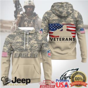 Philadelphia Eagles Official NFL Thank You For Your Service 3D Hoodie