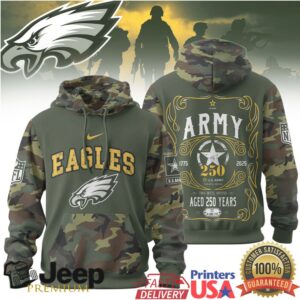 Philadelphia Eagles Official NFL US Army 250th anniversary 3D Hoodie