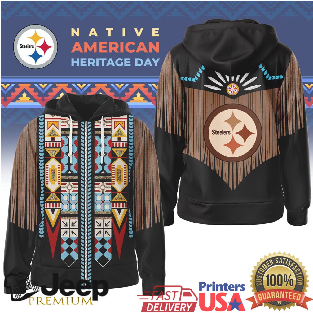 Pittsburgh Steelers Official NFL Native American Pattern 3D Zip Hoodie Pittsburgh Steelers Official NFL Native American Pattern 3D Zip Hoodie