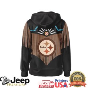 Pittsburgh Steelers Official NFL Native American Pattern 3D Zip Hoodie