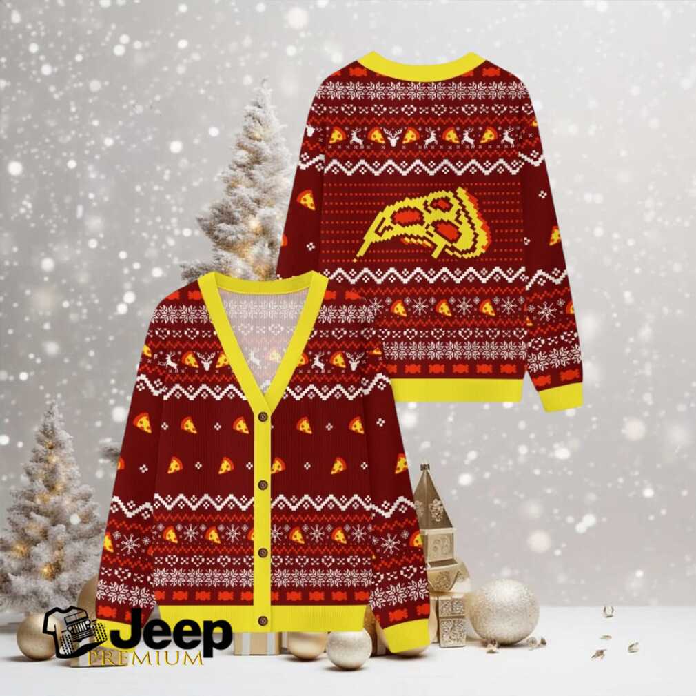 Pizza Christmas Night Ugly Cardigan Sweaters Pizza Christmas Night Ugly Cardigan Sweaters