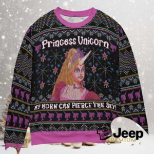 Princess Unicorn My Horn can Pierce The Sky The Office Ugly Christmas Sweatshirt