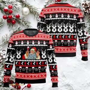 Red Wine Santa Ugly Christmas Sweater