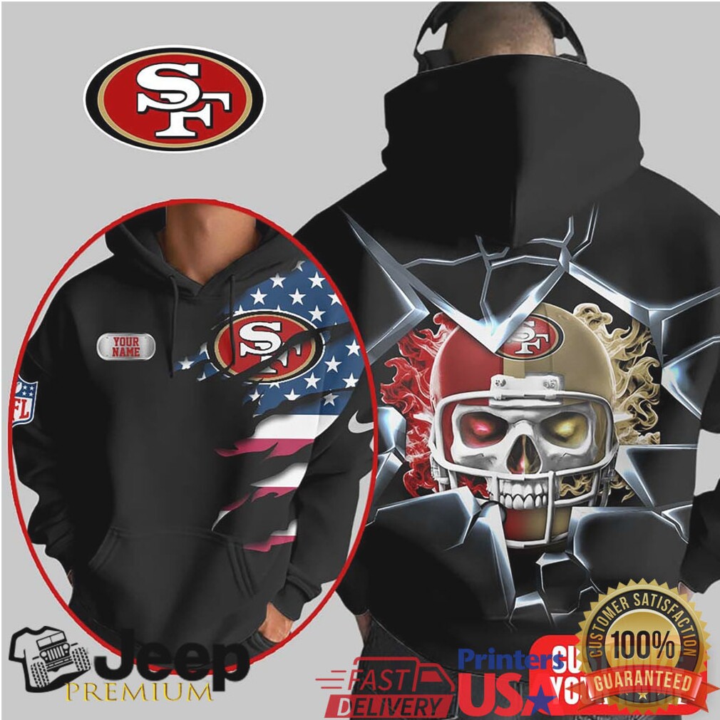 San Francisco 49ers Official NFL Customizable Skull Hoodie San Francisco 49ers Official NFL Customizable Skull Hoodie