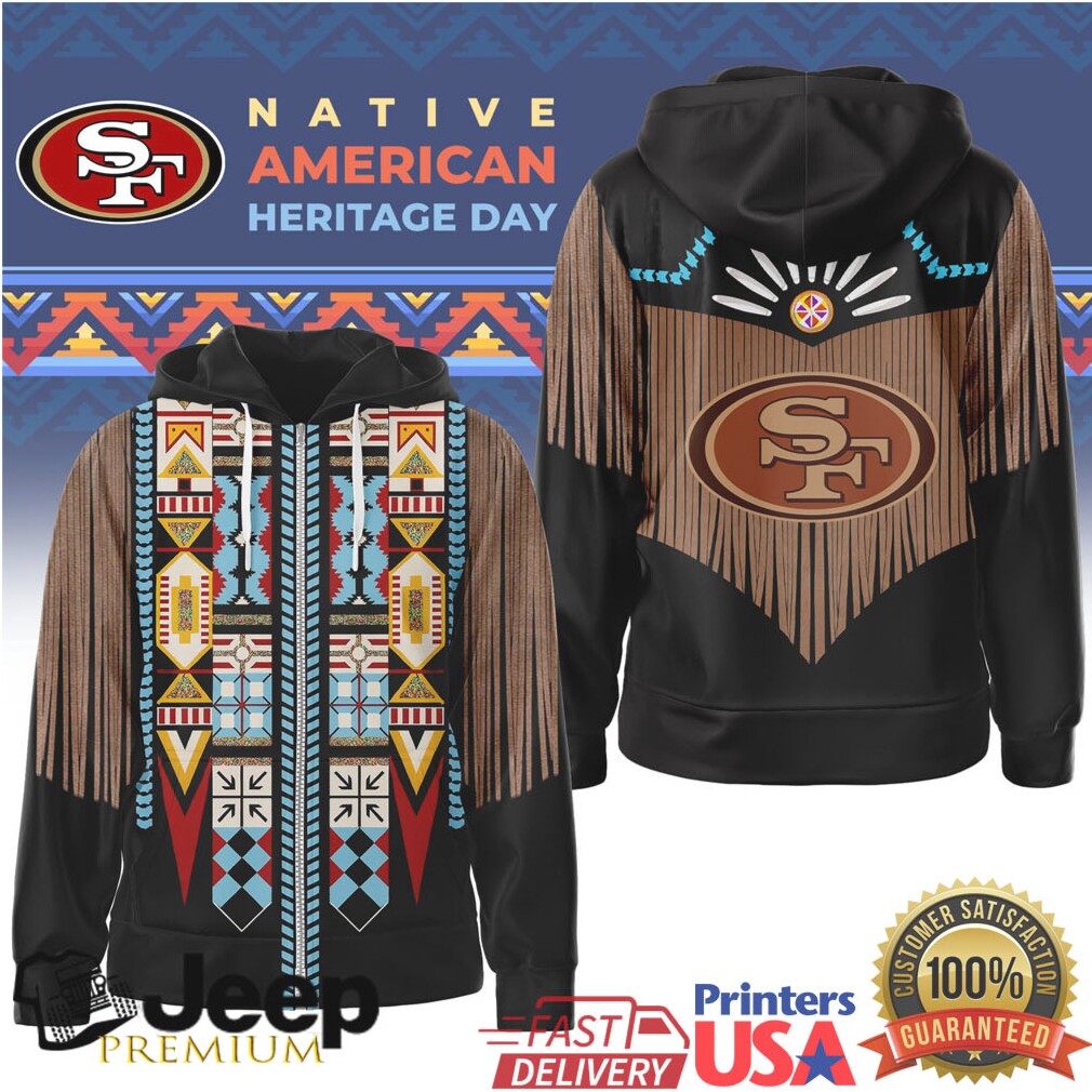 San Francisco 49ers Official NFL Native American Pattern 3D Zip Hoodie San Francisco 49ers Official NFL Native American Pattern 3D Zip Hoodie