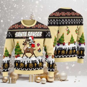Santa Ranger Reindeer Ride Ugly Christmas Sweater