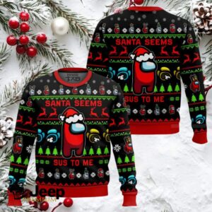 Santa Seems Sus To Me Among Us Ugly Christmas Sweater