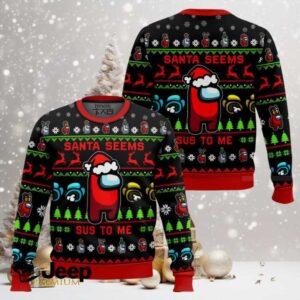 Santa Seems Sus To Me Among Us Ugly Christmas Sweater