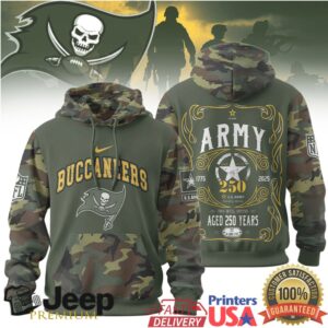 Tampa Bay Buccaneers Official NFL US Army 250th anniversary 3D Hoodie