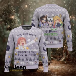 Tiime For A Beer Miss Kobayashi’s Dragon Maid Ugly Christmas Sweater