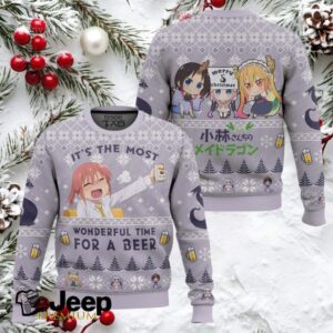 Tiime For A Beer Miss Kobayashi’s Dragon Maid Ugly Christmas Sweater