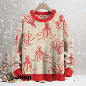 Vintage Octopus Printed Crew Neck Sweater