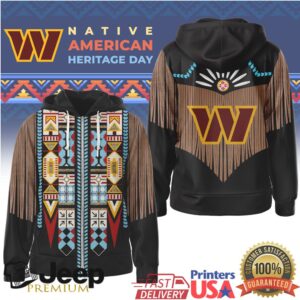 Washington Commanders Official NFL Native American Pattern 3D Zip Hoodie Washington Commanders Official NFL Native American Pattern 3D Zip Hoodie