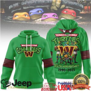 Washington Commanders Official NFL Teenage Mutant Ninja Turtles 35th Anniversary Hoodie Washington Commanders Official NFL Teenage Mutant Ninja Turtles 35th Anniversary Hoodie