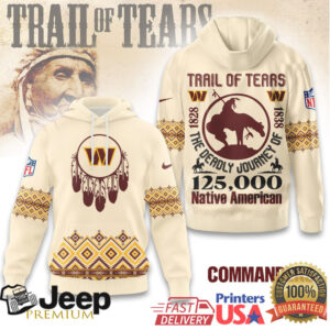 Washington Commanders Official NFL Trail of Tears 3D Hoodie Washington Commanders Official NFL Trail of Tears 3D Hoodie