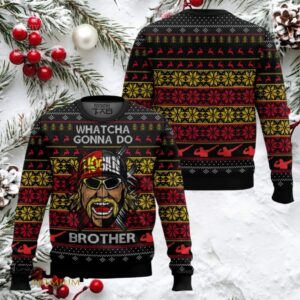 Whatcha Gonna Do Brother Hulk Hogan WWE Ugly Christmas Sweater