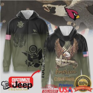 Arizona Cardinals Official NFL God Bless America Zip Hoodie