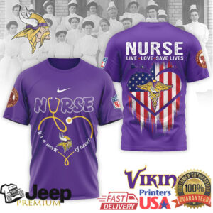 Minnesota Vikings Official NFL Army Nurse Corps 125th Anniversary 3D Shirt