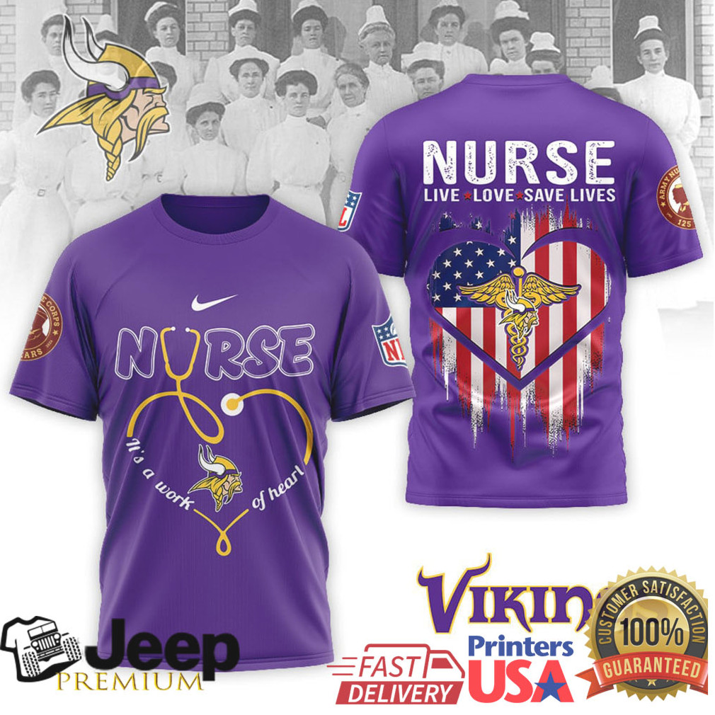 Minnesota Vikings Official NFL Army Nurse Corps 125th Anniversary 3D Shirt Minnesota Vikings Official NFL Army Nurse Corps 125th Anniversary 3D Shirt