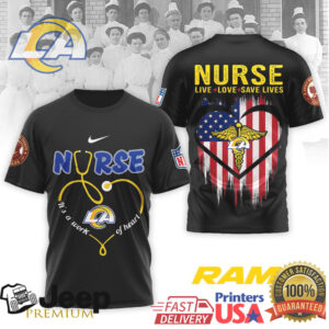 Los Angeles Rams Official NFL Army Nurse Corps 125th Anniversary 3D Shirt