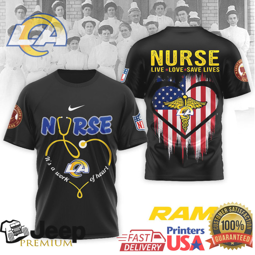 Los Angeles Rams Official NFL Army Nurse Corps 125th Anniversary 3D Shirt Los Angeles Rams Official NFL Army Nurse Corps 125th Anniversary 3D Shirt