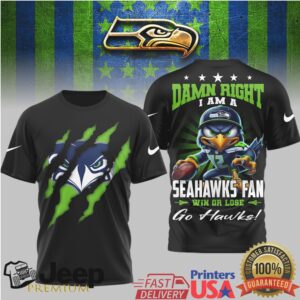 Seattle Seahawks Damn Right I'm a Fan 3D T Shirt
