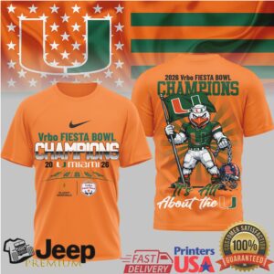 2026 Fiesta Bowl Champions Miami Hurricanes 3D T Shirt