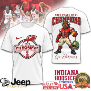 2026 Peach Bowl Champions Indiana Hoosiers 3D Mascot Tee
