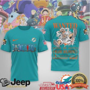 Miami Dolphins Official NFL Wanted Monkey D Luffy 3D Shirt