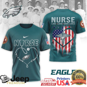 Philadelphia Eagles Official NFL Army Nurse Corps 125th Anniversary 3D Shirt
