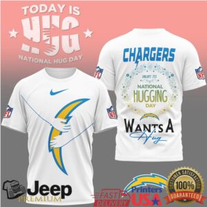 Los Angeles Chargers Official NFL National Hugging Day 3D Shirt