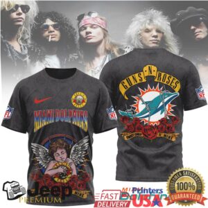 Miami Dolphins Official NFL Guns N’ Roses 3D Shirt Miami Dolphins Official NFL Guns N’ Roses 3D Shirt