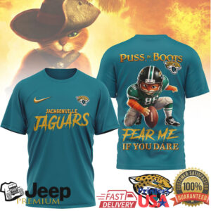 Jacksonville Jaguars Official NFL Puss In Boots 3D Shirt