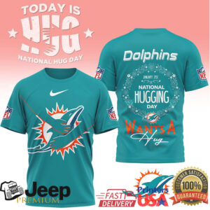 Miami Dolphins Official NFL National Hugging Day 3D Shirt Miami Dolphins Official NFL National Hugging Day 3D Shirt