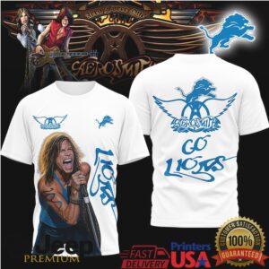 Aerosmith Steven Tyler Detroit Lions Tshirt