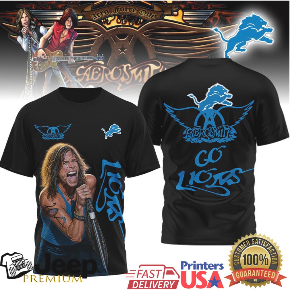 Aerosmith Steven Tyler Detroit Lions Tshirt Aerosmith Steven Tyler Detroit Lions Tshirt
