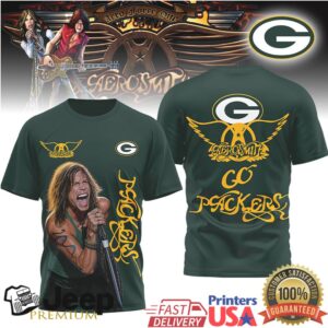 Aerosmith Steven Tyler Green Bay Packers Nfl Fan Tshirt