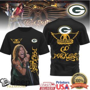 Aerosmith Steven Tyler Green Bay Packers Nfl Fan Tshirt