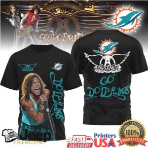 Aerosmith Steven Tyler X Miami Dolphins Go Dolphins T Shirt